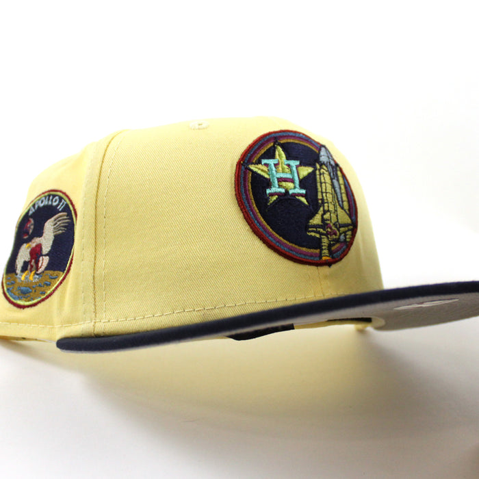 Houston Astros Apollo 11 New Era 59Fifty Fitted Hat (SOFT YELLOW NIGHT SHIFT NAVY GRAY Under Brim)