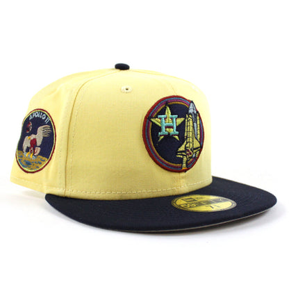 Houston Astros Apollo 11 New Era 59Fifty Fitted Hat (SOFT YELLOW NIGHT SHIFT NAVY GRAY Under Brim)