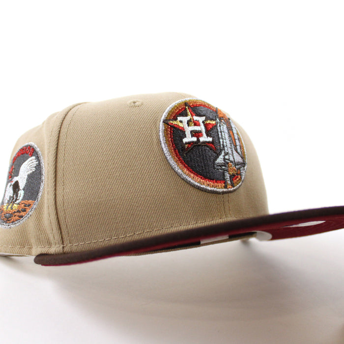 Houston Astros Apollo Patch New Era 59Fifty Fitted Hat (Camel Burnt Wood Cardinal Under Brim)