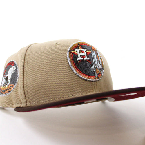 Houston Astros Apollo Patch New Era 59Fifty Fitted Hat (Camel Burnt Wood Cardinal Under Brim)