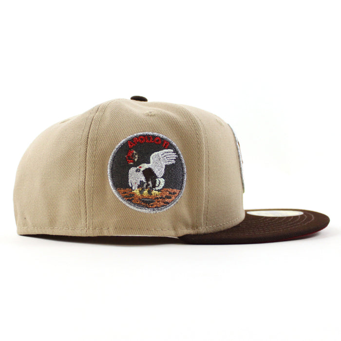 Houston Astros Apollo Patch New Era 59Fifty Fitted Hat (Camel Burnt Wood Cardinal Under Brim)