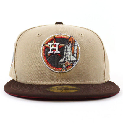 Houston Astros Apollo Patch New Era 59Fifty Fitted Hat (Camel Burnt Wood Cardinal Under Brim)