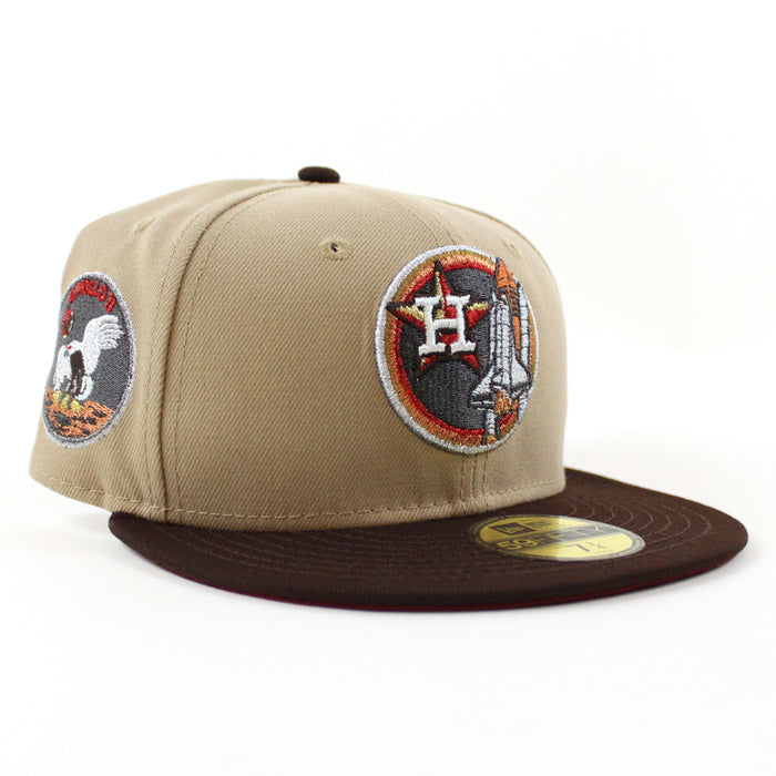 Houston Astros Apollo Patch New Era 59Fifty Fitted Hat (Camel Burnt Wood Cardinal Under Brim)