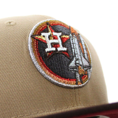 Houston Astros Apollo Patch New Era 59Fifty Fitted Hat (Camel Burnt Wood Cardinal Under Brim)