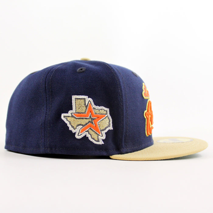 Houston Astros Astros patch New Era 59Fifty Fitted Hat (Oceanside Blue Vegas Gold Green Under Brim)