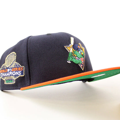 Houston Astros (Orbit Mascot) World Series Champions New Era 59Fifty Fitted Hat (Navy Orange Green Under Brim)
