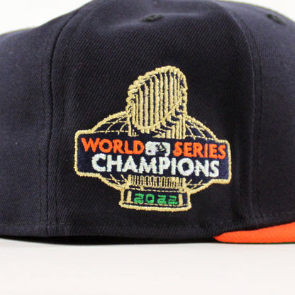 Houston Astros (Orbit Mascot) World Series Champions New Era 59Fifty Fitted Hat (Navy Orange Green Under Brim)