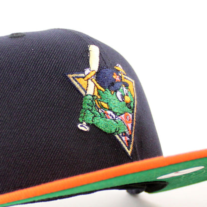 Houston Astros (Orbit Mascot) World Series Champions New Era 59Fifty Fitted Hat (Navy Orange Green Under Brim)