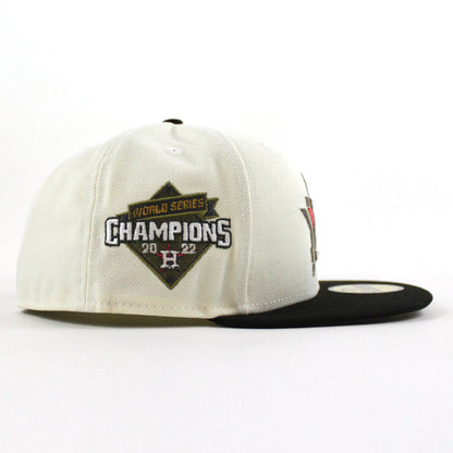 Houston Astros World Series Champions 2022 New Era 59Fifty Fitted Hat (Chrome White Black Olive Under Brim)