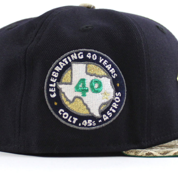 Houston Colt 45 40th Anniversary New Era 59Fifty Fitted Hat (Navy RealTree Camo Green Under Brim)