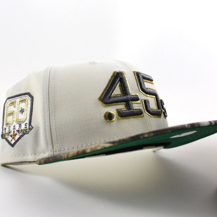 Houston Colt 45 60 Years New Era 59Fifty Fitted Hat (Chrome White RealTree Camo Green Under Brim)