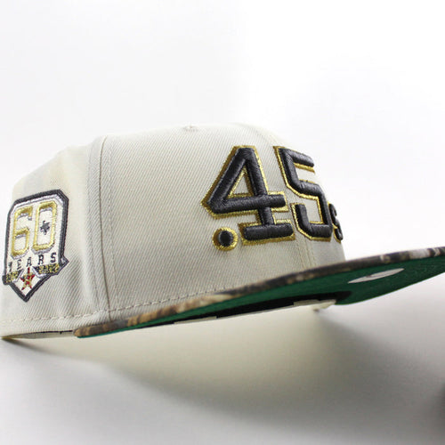 Houston Colt 45 60 Years New Era 59Fifty Fitted Hat (Chrome White RealTree Camo Green Under Brim)