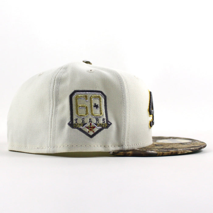 Houston Colt 45 60 Years New Era 59Fifty Fitted Hat (Chrome White RealTree Camo Green Under Brim)