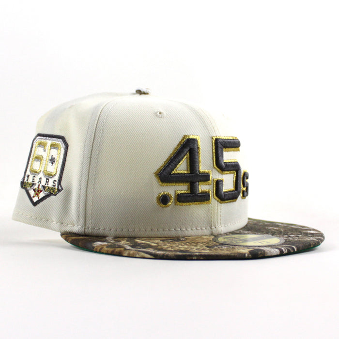 Houston Colt 45 60 Years New Era 59Fifty Fitted Hat (Chrome White RealTree Camo Green Under Brim)
