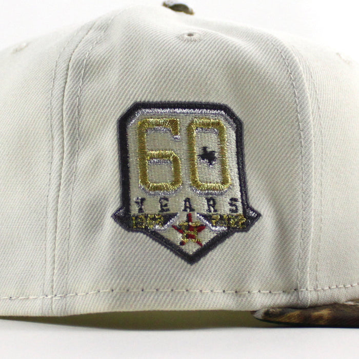 Houston Colt 45 60 Years New Era 59Fifty Fitted Hat (Chrome White RealTree Camo Green Under Brim)