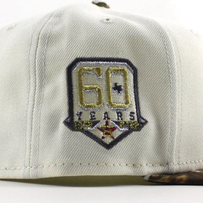 Houston Colt 45 60 Years New Era 59Fifty Fitted Hat (Chrome White RealTree Camo Green Under Brim)