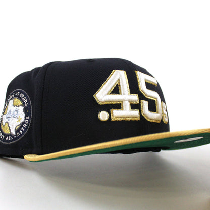 Houston Colt 45 New Era 59Fifty Fitted Hat (Navy Metallic Gold Green Under Brim)