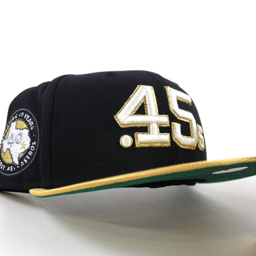 Houston Colt 45 New Era 59Fifty Fitted Hat (Navy Metallic Gold Green Under Brim)