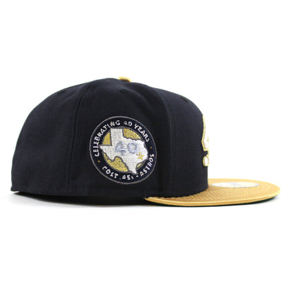 Houston Colt 45 New Era 59Fifty Fitted Hat (Navy Metallic Gold Green Under Brim)