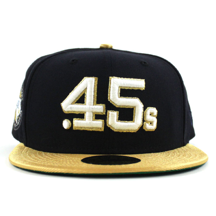 Houston Colt 45 New Era 59Fifty Fitted Hat (Navy Metallic Gold Green Under Brim)