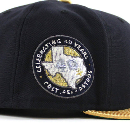 Houston Colt 45 New Era 59Fifty Fitted Hat (Navy Metallic Gold Green Under Brim)