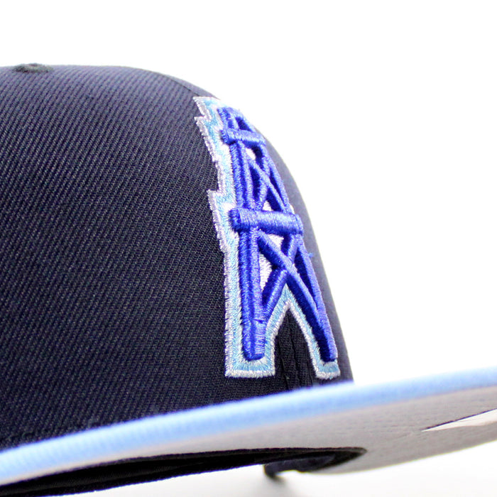 HOUSTON OILERS 50th Anniversary New Era 59Fifty Fitted Hat (Navy Sky Blue Gray Under Brim)