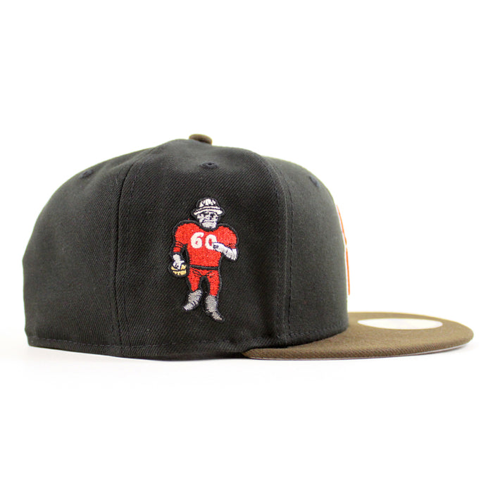 HOUSTON OILERS Mascot Patch New Era 59Fifty Fitted Hat (Black Walnut Gray Under Brim)