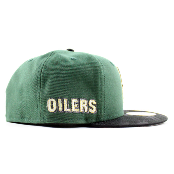 HOUSTON OILERS Upside Down Oilers Patch New Era 59Fifty Fitted Hat (Cilantro Black Gray Under Brim)