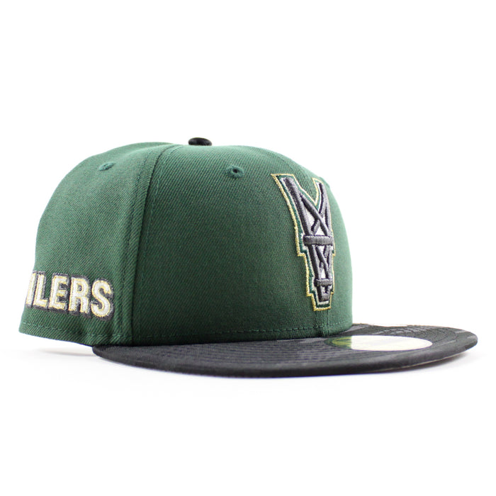 HOUSTON OILERS Upside Down Oilers Patch New Era 59Fifty Fitted Hat (Cilantro Black Gray Under Brim)