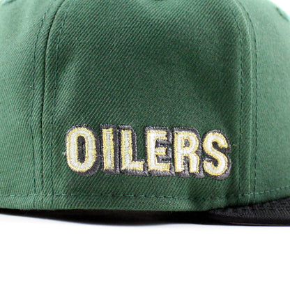 HOUSTON OILERS Upside Down Oilers Patch New Era 59Fifty Fitted Hat (Cilantro Black Gray Under Brim)