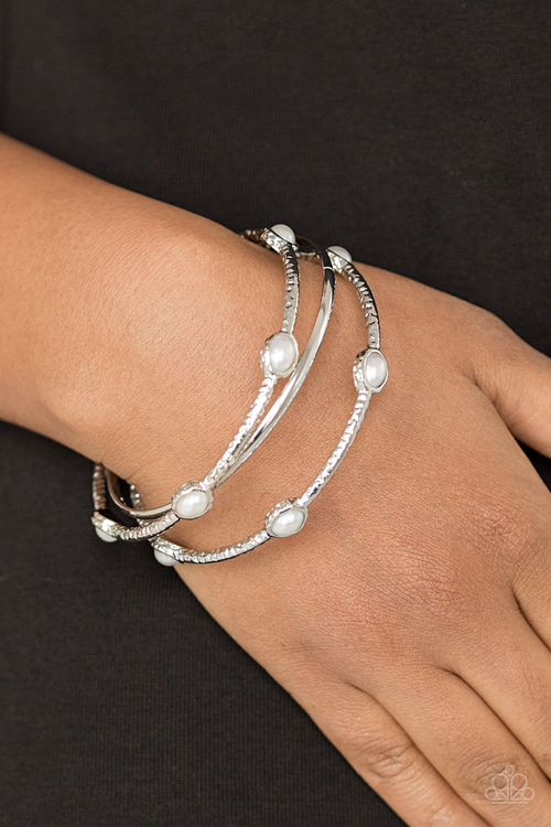 Bangle Belle - White Paparazzi Accessories