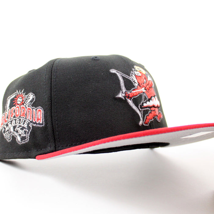 INLAND EMPIRE 66ERS California League Patch New Era 59Fifty Fitted Hat (Black Scarlet Red Gray Under Brim)