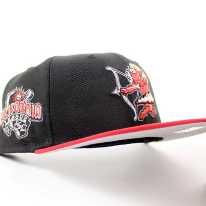 INLAND EMPIRE 66ERS California League Patch New Era 59Fifty Fitted Hat (Black Scarlet Red Gray Under Brim)