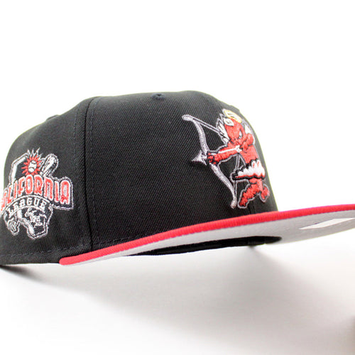 INLAND EMPIRE 66ERS California League Patch New Era 59Fifty Fitted Hat (Black Scarlet Red Gray Under Brim)