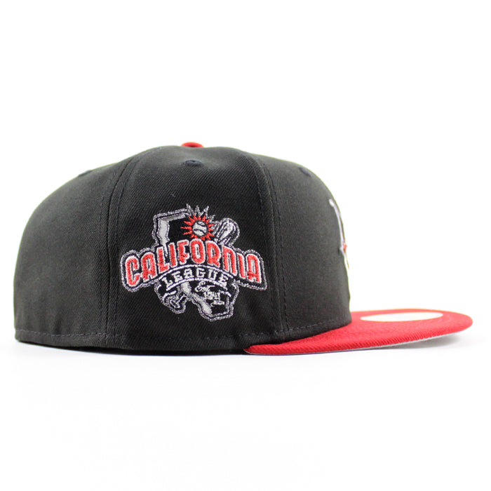 INLAND EMPIRE 66ERS California League Patch New Era 59Fifty Fitted Hat (Black Scarlet Red Gray Under Brim)