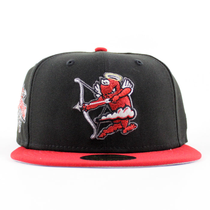INLAND EMPIRE 66ERS California League Patch New Era 59Fifty Fitted Hat (Black Scarlet Red Gray Under Brim)