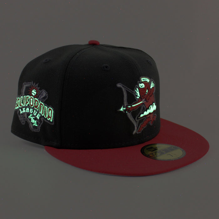 INLAND EMPIRE 66ERS California League Patch New Era 59Fifty Fitted Hat (Black Scarlet Red Gray Under Brim)