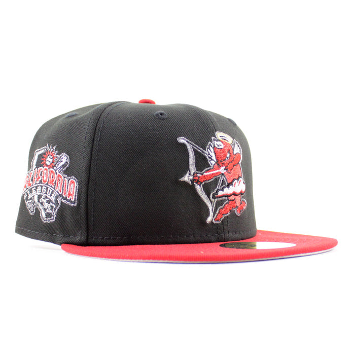 INLAND EMPIRE 66ERS California League Patch New Era 59Fifty Fitted Hat (Black Scarlet Red Gray Under Brim)