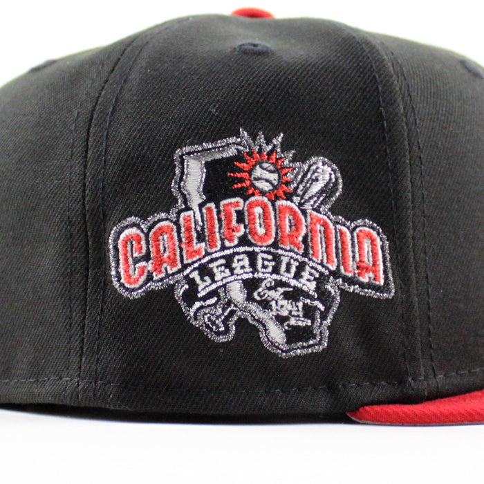 INLAND EMPIRE 66ERS California League Patch New Era 59Fifty Fitted Hat (Black Scarlet Red Gray Under Brim)