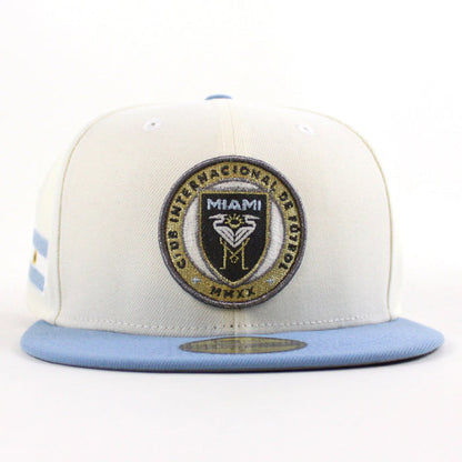 Inter Miami CF Argentina Flag New Era 59Fifty Fitted Hat (Chrome White Sky Blue Gray Under Brim)