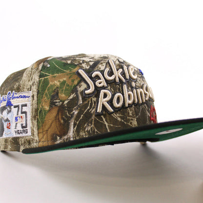 JACKIE ROBINSON BROOKLYN DODGERS 75 Years New Era 59Fifty Fitted Hat (RealTree Black Green Under Brim)