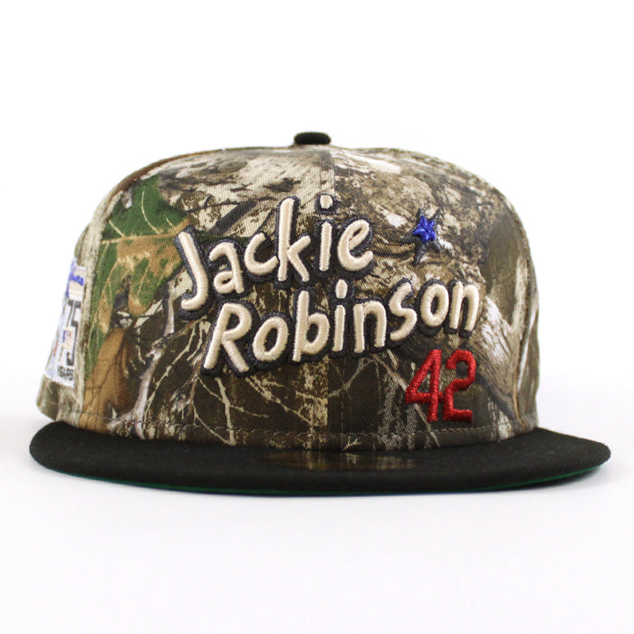 JACKIE ROBINSON BROOKLYN DODGERS 75 Years New Era 59Fifty Fitted Hat (RealTree Black Green Under Brim)