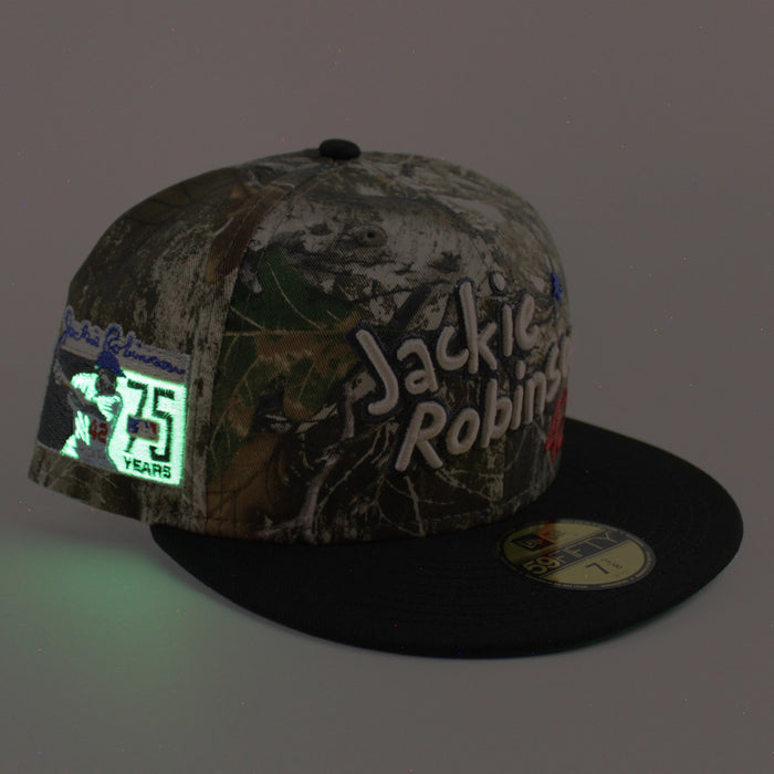 JACKIE ROBINSON BROOKLYN DODGERS 75 Years New Era 59Fifty Fitted Hat (RealTree Black Green Under Brim)