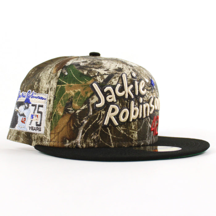 JACKIE ROBINSON BROOKLYN DODGERS 75 Years New Era 59Fifty Fitted Hat (RealTree Black Green Under Brim)