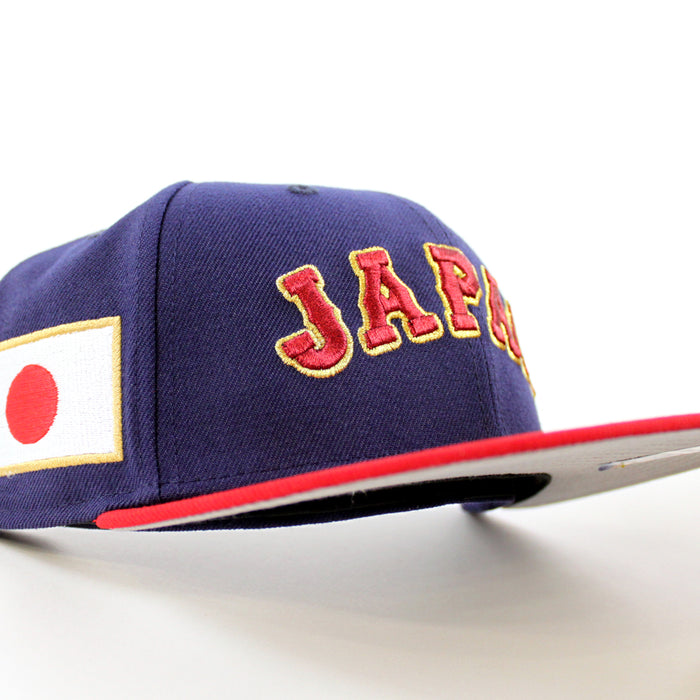 Japan 2023 World Baseball Classic (WBC) New Era 59Fifty Fitted Hat (Navy Red Grey Under Brim)