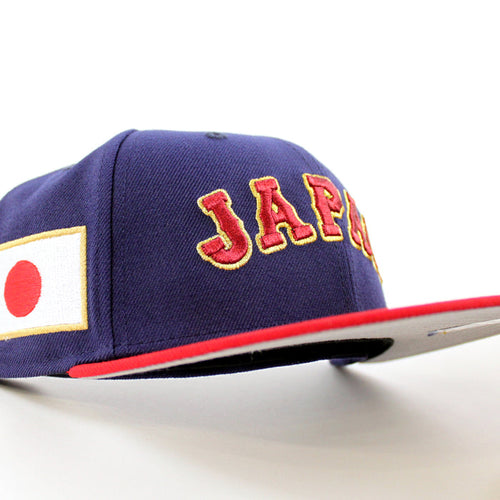 Japan 2023 World Baseball Classic (WBC) New Era 59Fifty Fitted Hat (Navy Red Grey Under Brim)