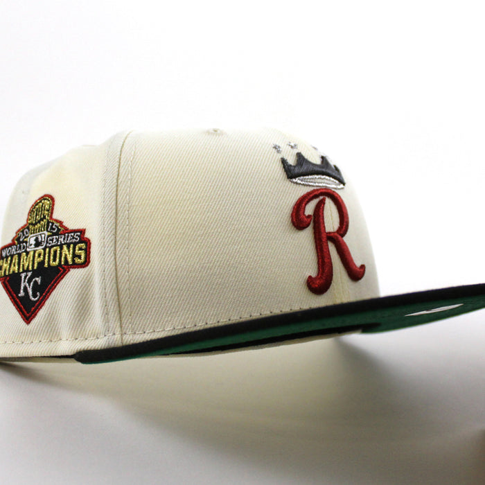 Kansas City Royals 2015 World Series New Era 59Fifty Fitted Hat (Chrome White Black Green Under Brim)