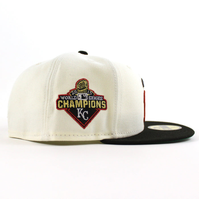 Kansas City Royals 2015 World Series New Era 59Fifty Fitted Hat (Chrome White Black Green Under Brim)