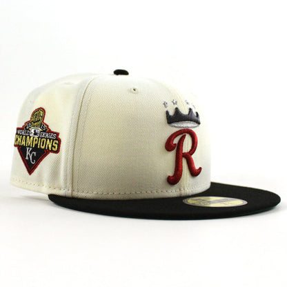 Kansas City Royals 2015 World Series New Era 59Fifty Fitted Hat (Chrome White Black Green Under Brim)
