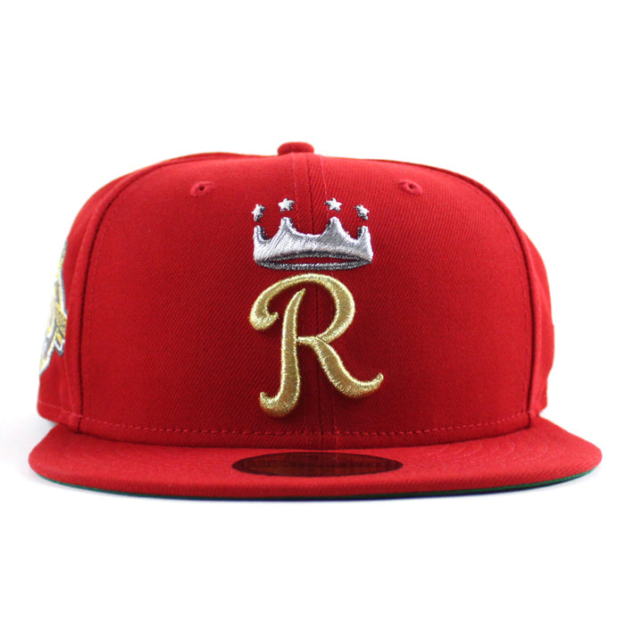 Kansas City Royals 50th Anniversary New Era 59Fifty Fitted Hat (Scarlet Red Green Under Brim)
